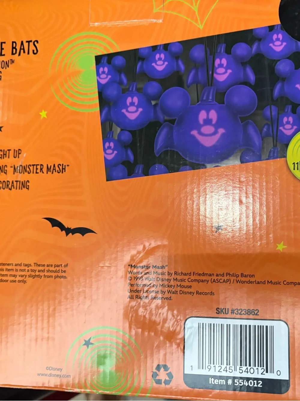 Disney Projection Purple Mickey Mouse Bats String Lights